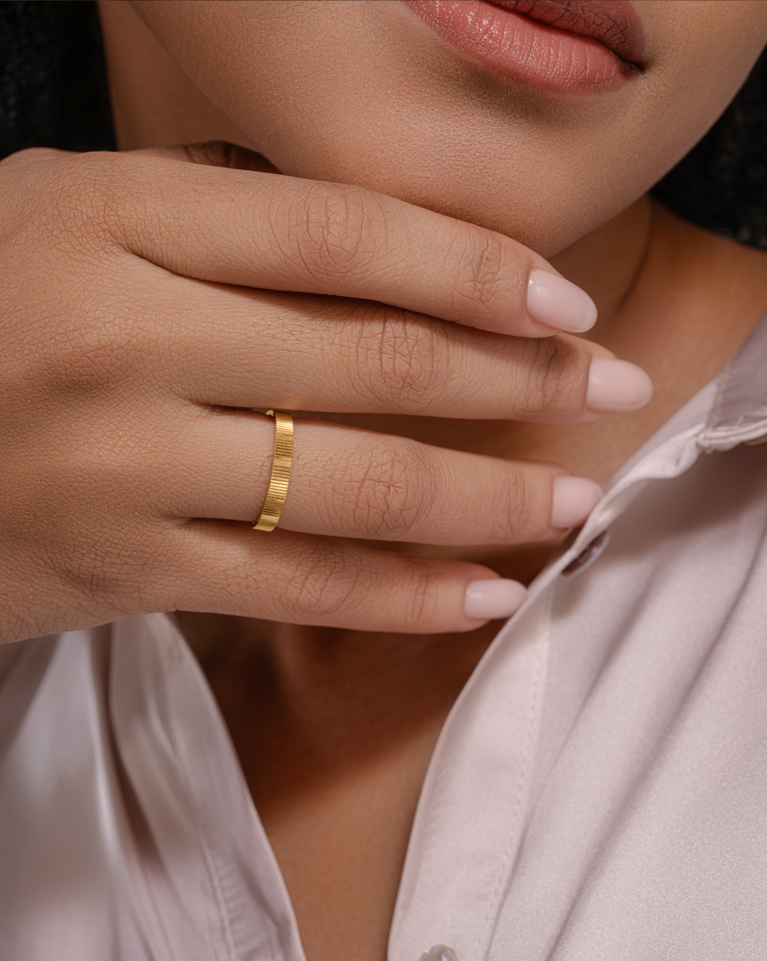 Ribbed Gold Stacking Ring