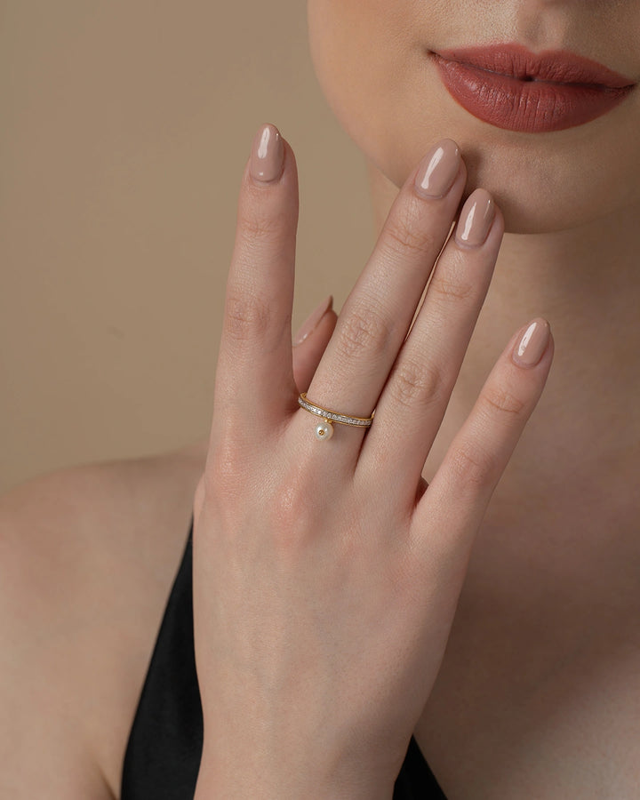 Diamond Pearl Ring