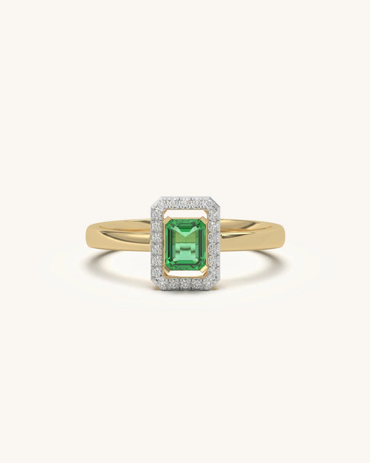 Emerald Halo Ring