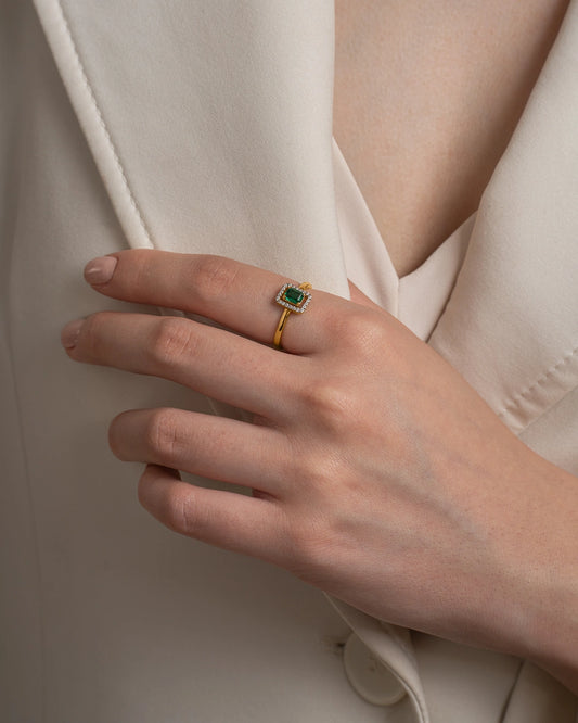 Emerald Halo Ring