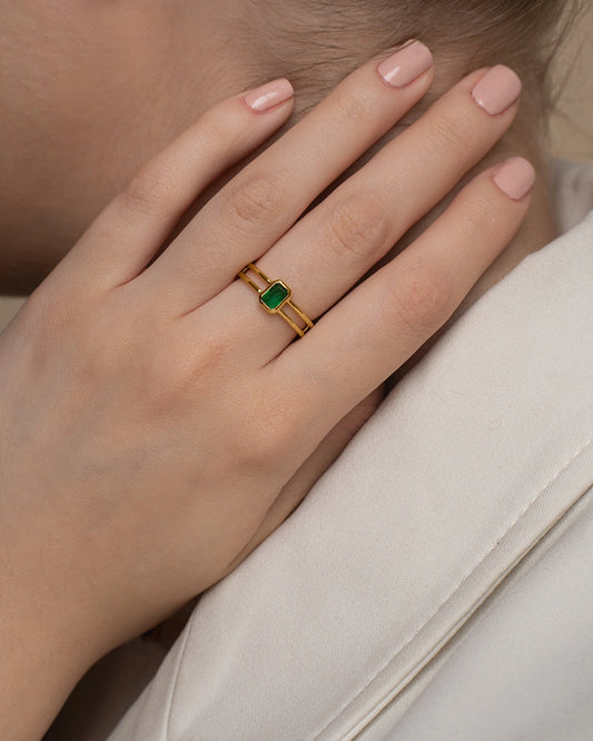 Double Band Solitaire Ring