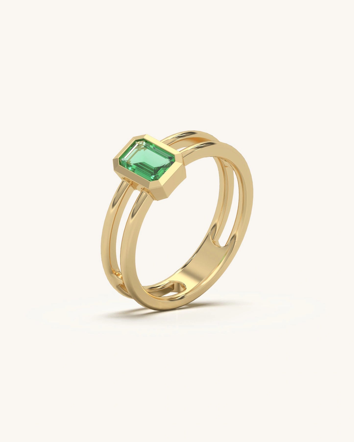 Double Band Solitaire Ring