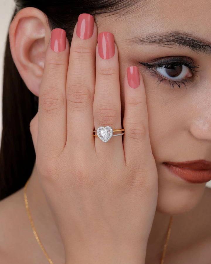 Heart Halo Solitaire Ring