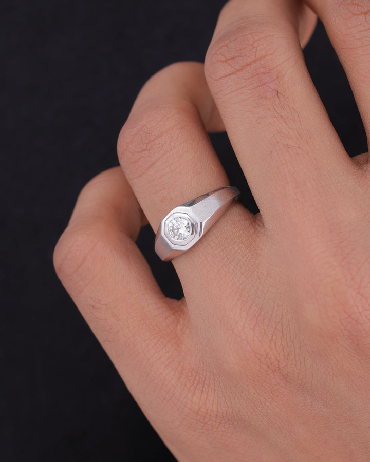 Asscher Bezel Solitaire Band