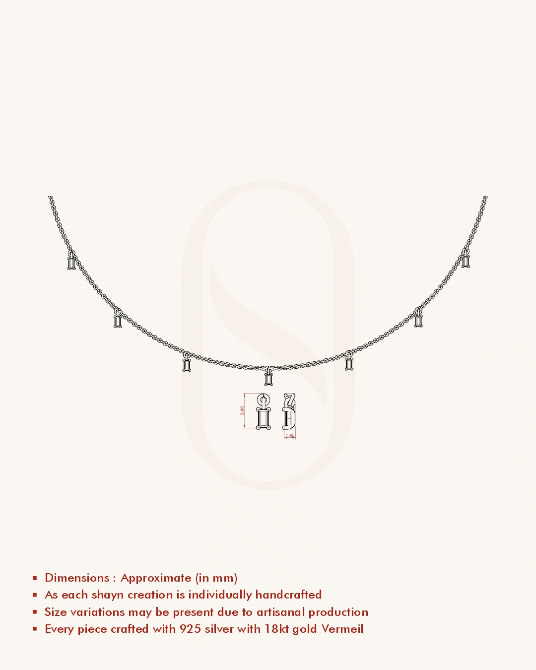 Dangling Baguette Necklace