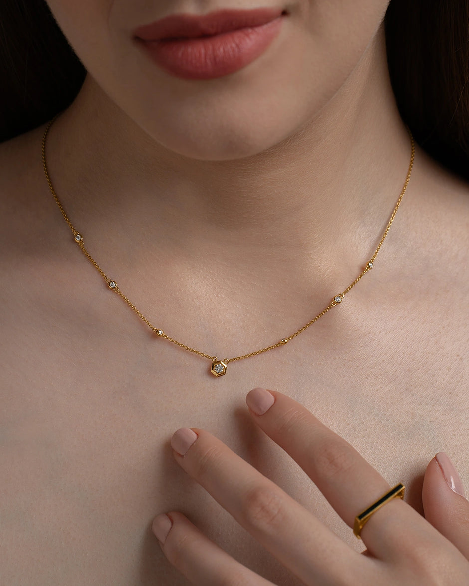 Hexagon Charm Necklace
