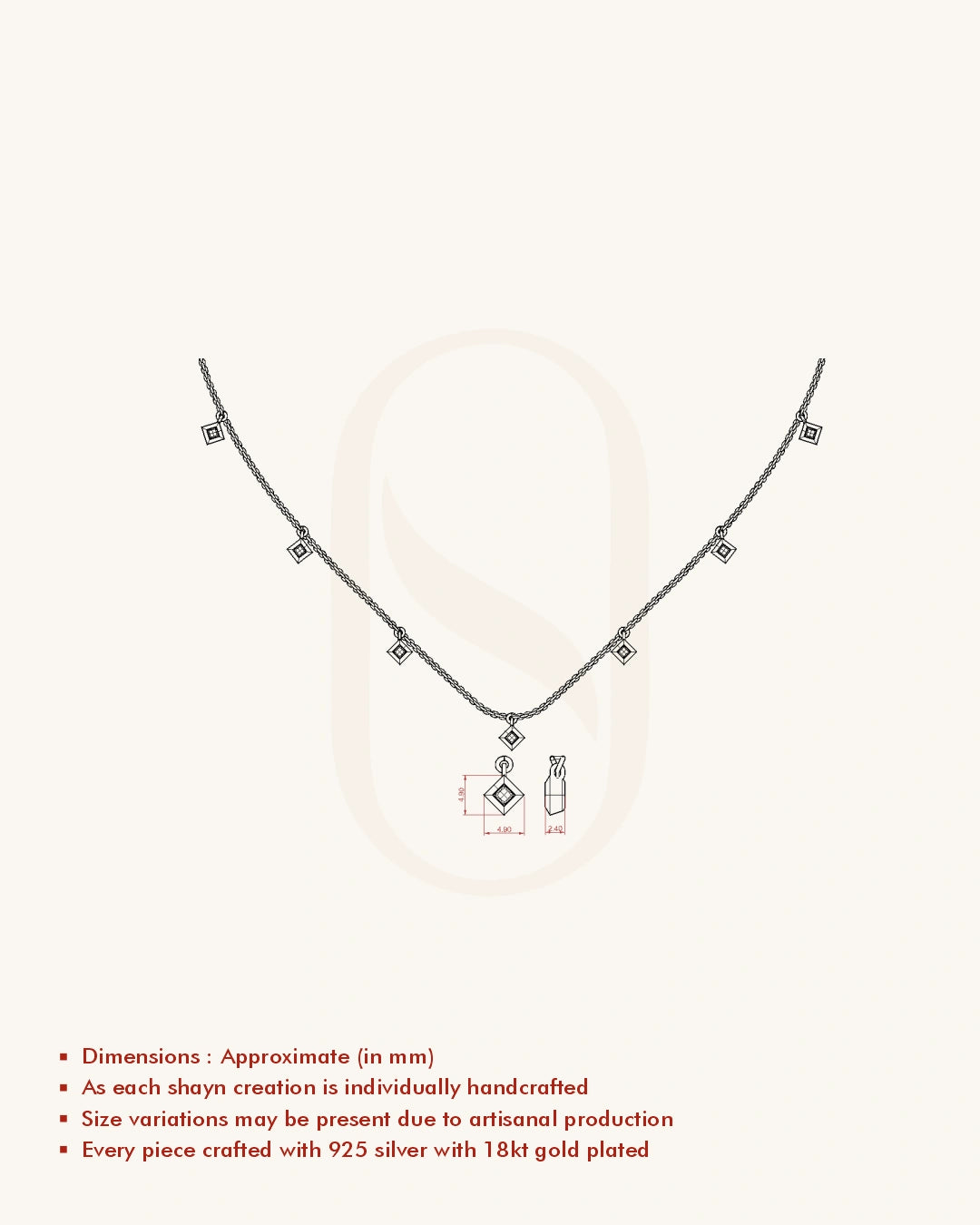 Square Drop Necklace