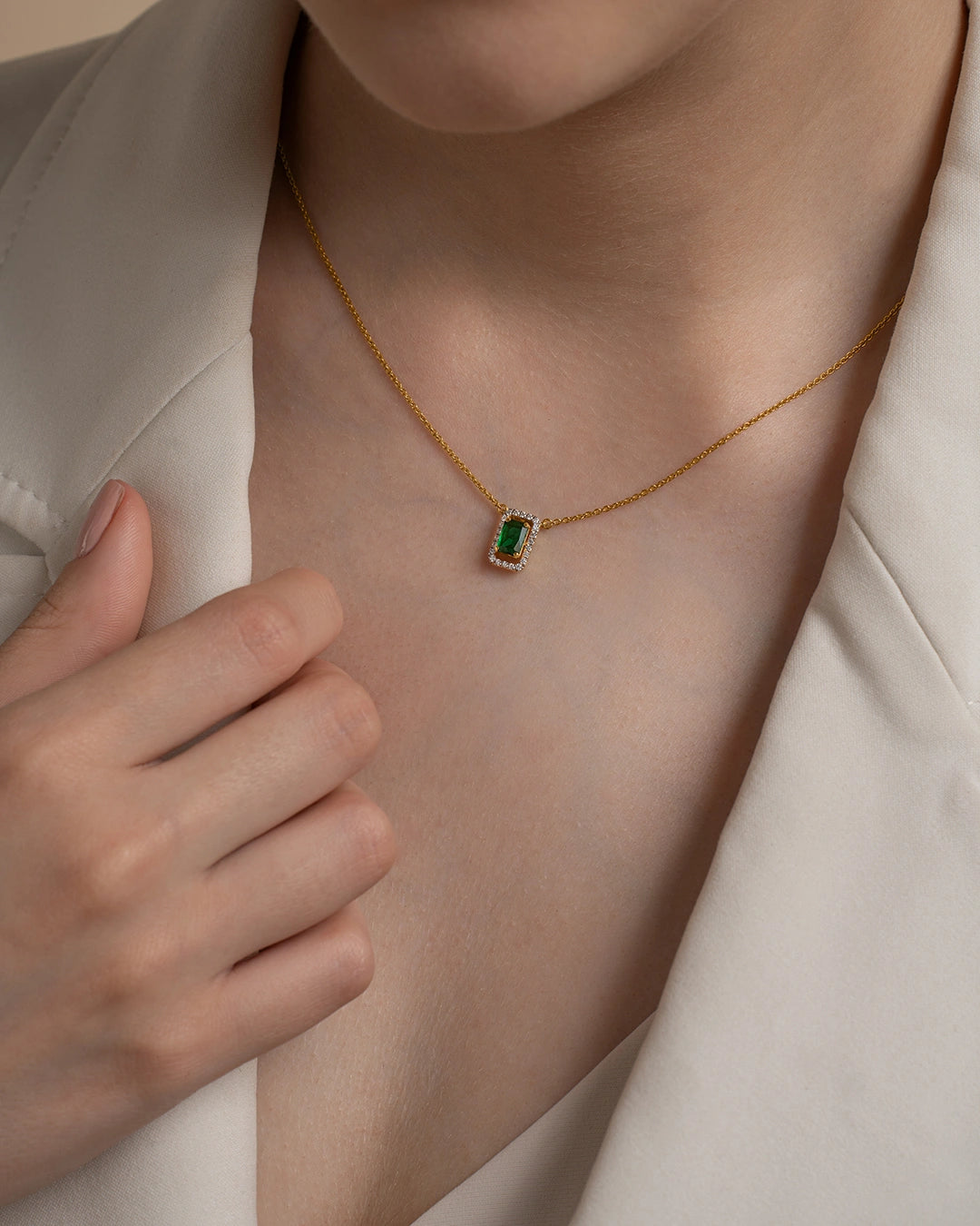 Emerald Halo Necklace