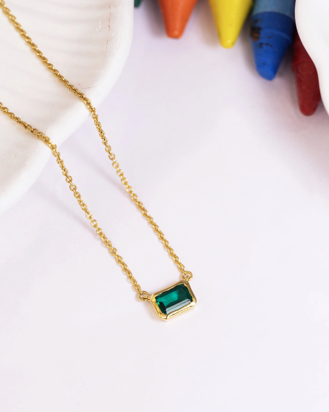 Emerald Bar Necklace