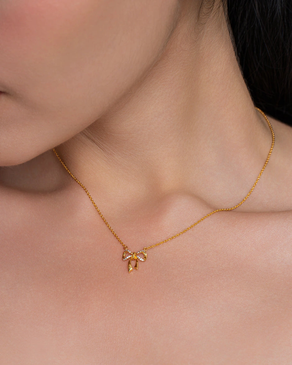 Gold Vermeil sterling Silver Bow Necklace