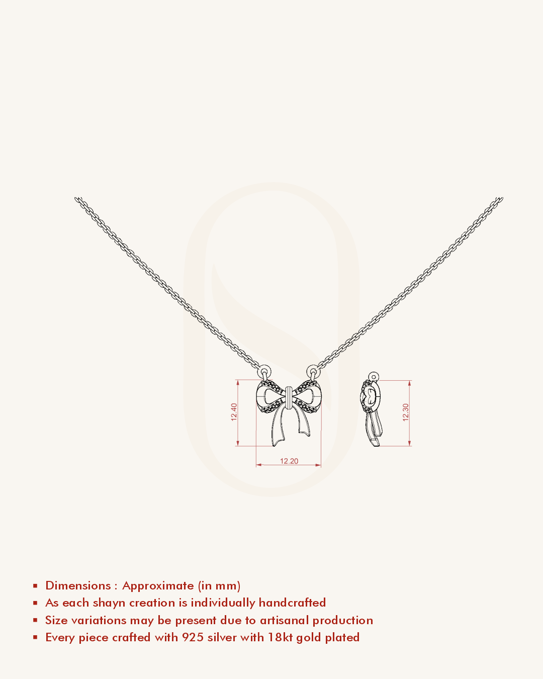 Gold Plated Silver Bow Necklace