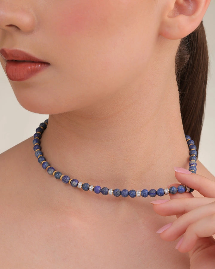 Royal Lapis & Veni Texture Necklace