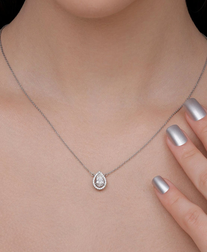Pear Halo Necklace
