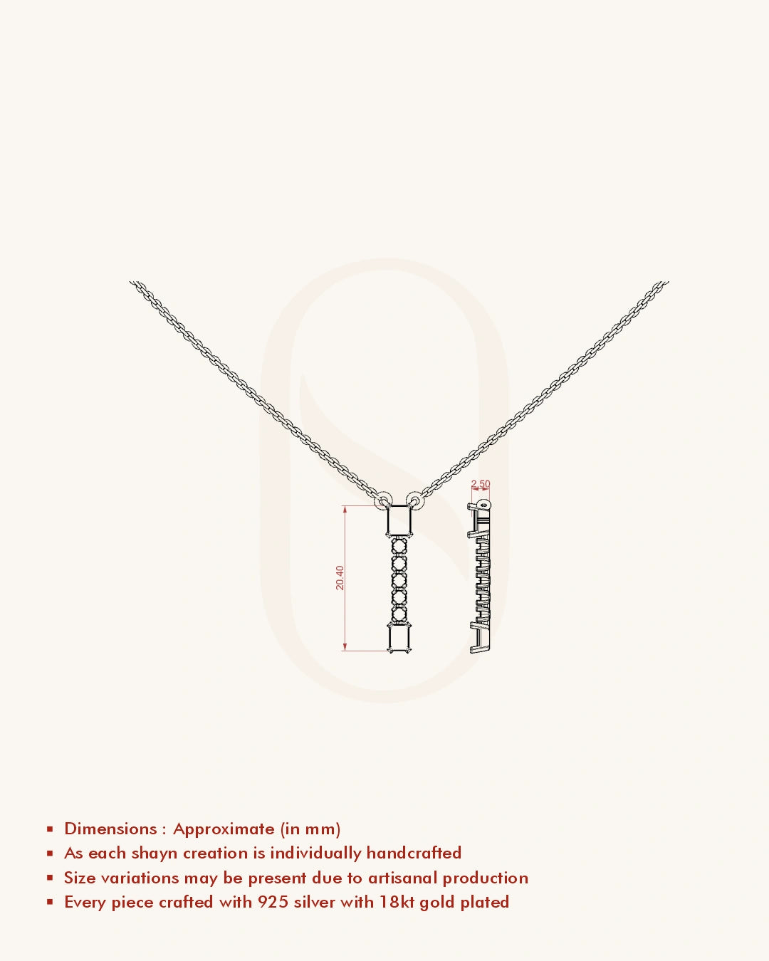 Vertical Gem Drop Necklace