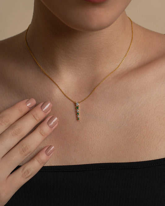 Green White Drop Necklace