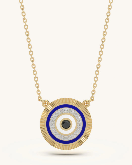 Radiant Round Evil Eye Pendant Necklace