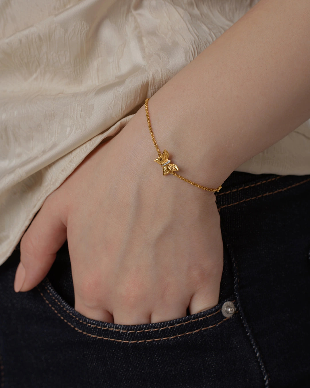 Gold Plated Silver Butterfly Bracelet