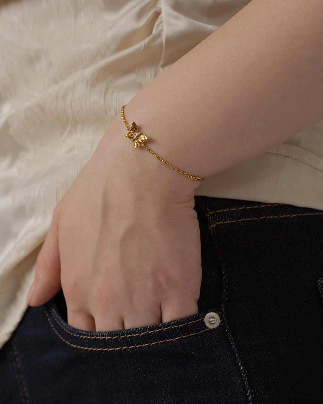 Gold Plated Silver Butterfly Bracelet