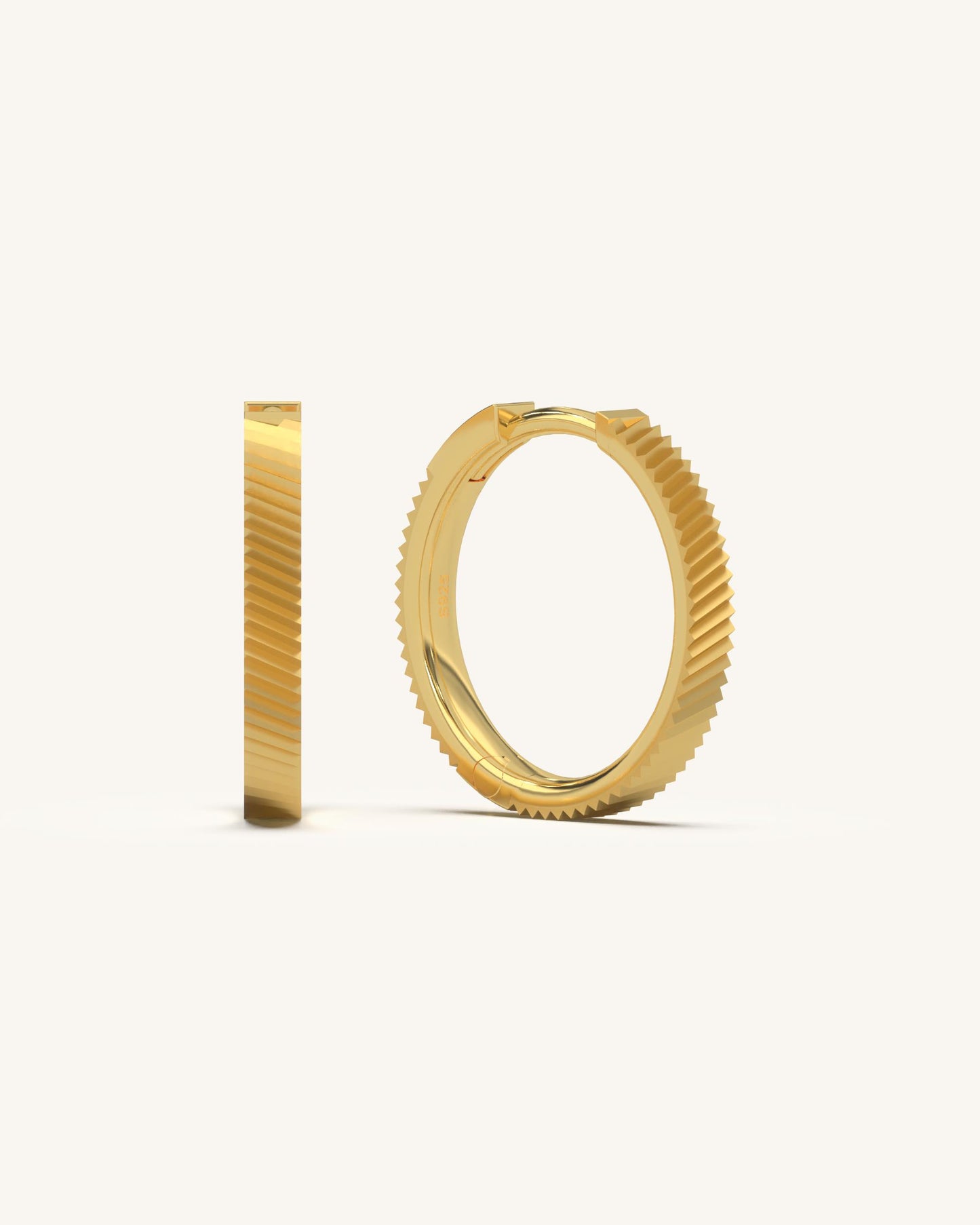 Ribbed Gold Hoops