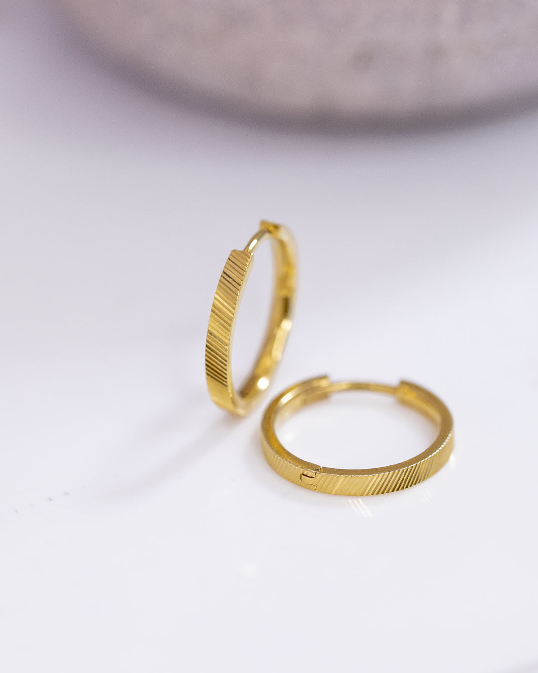 Ribbed Gold Hoops
