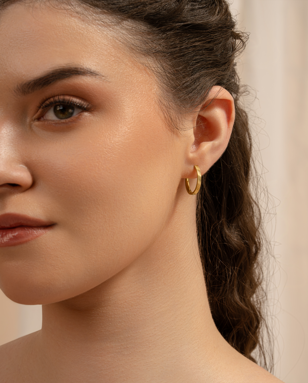 Ribbed Gold Hoops