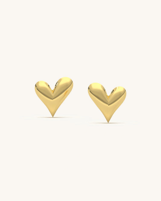 Gold Plated Silver Heart Studs