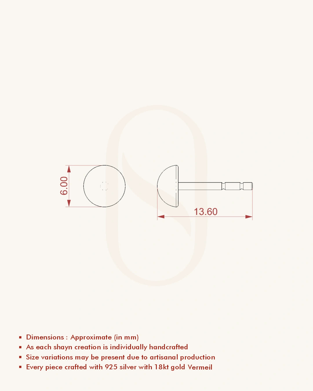 Gold Vermeil Silver Ball Studs