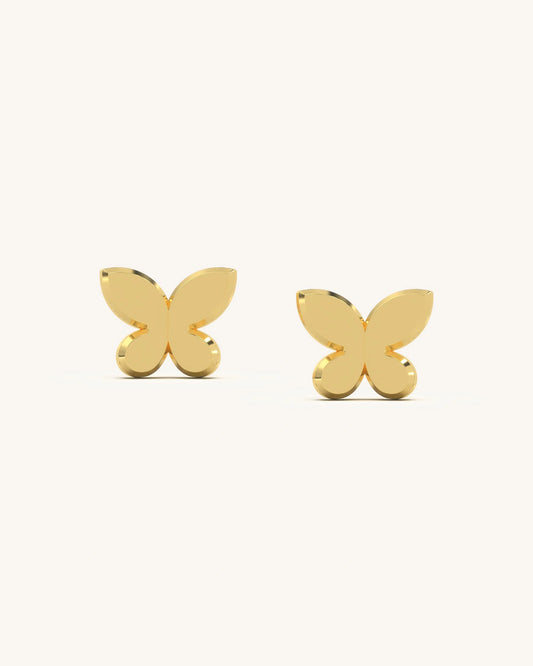 Mini Gold Plated 925 Silver Butterfly Studs