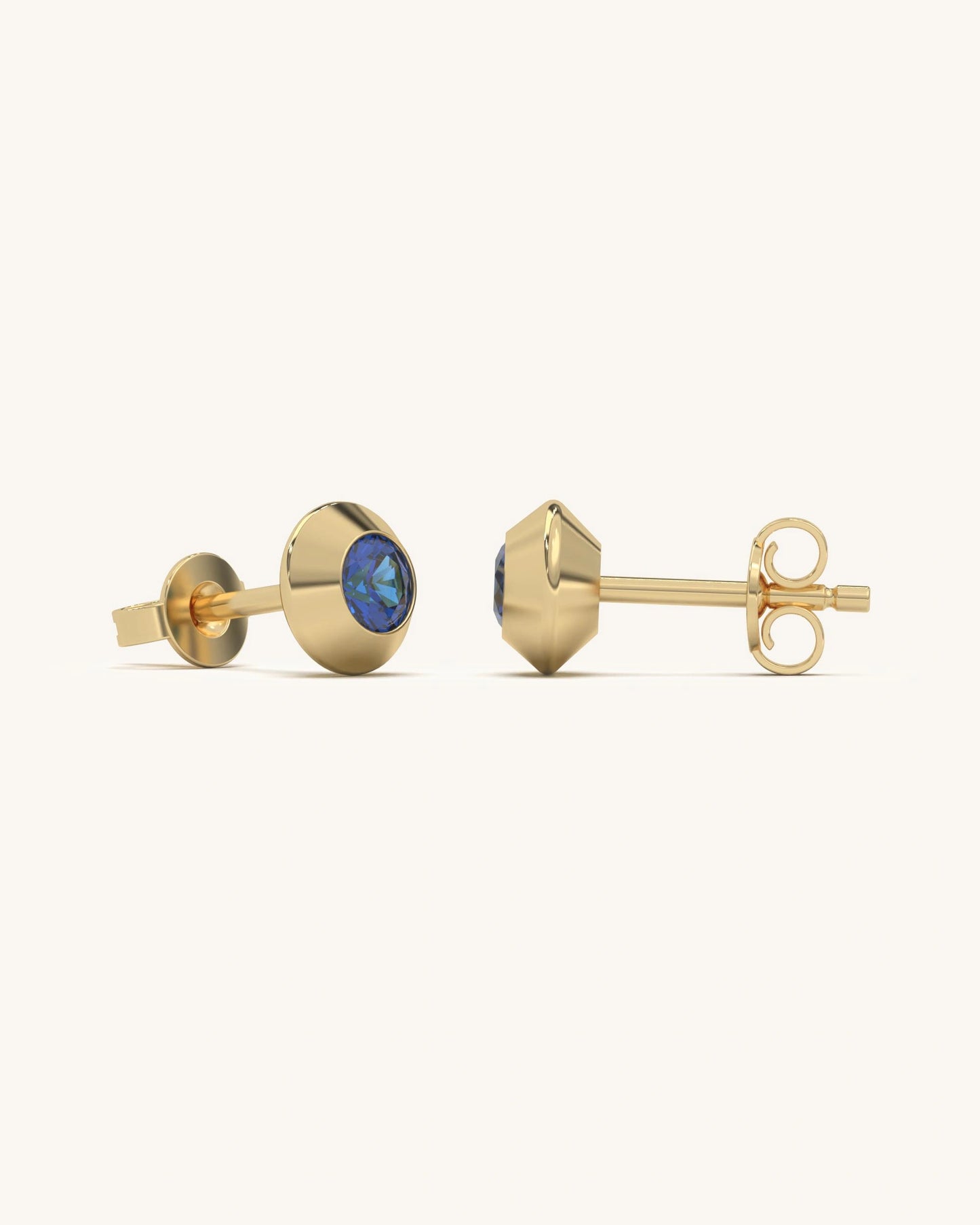 Bezel Blue Studs