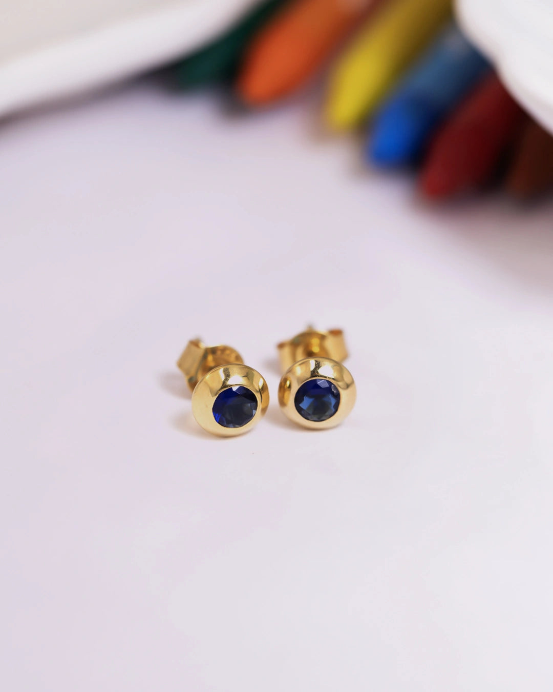 Bezel Blue Studs