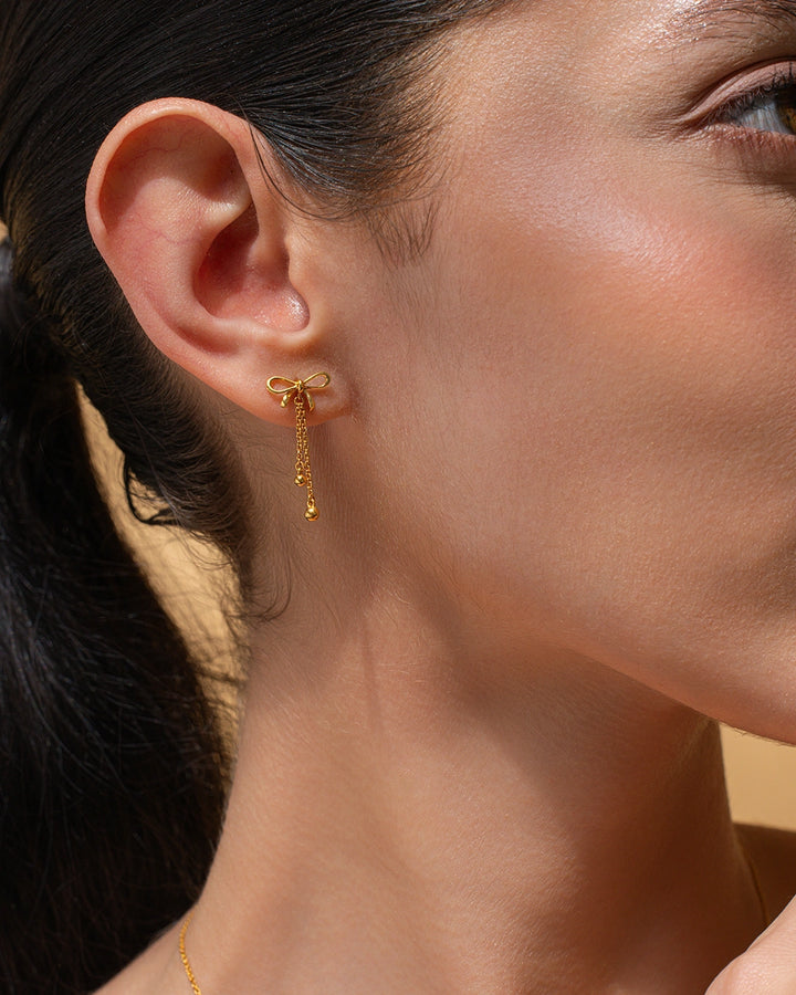 Long Bow Drop Earrings