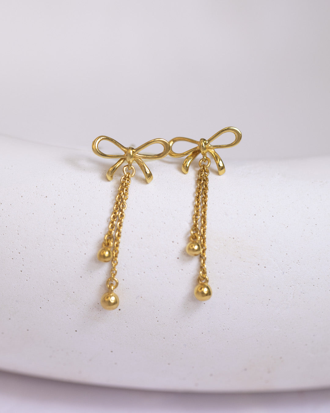 Long Bow Drop Earrings
