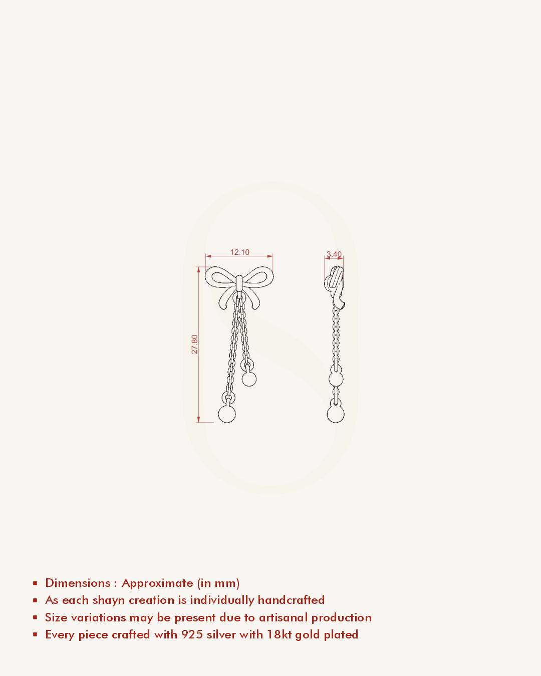 Long Bow Drop Earrings