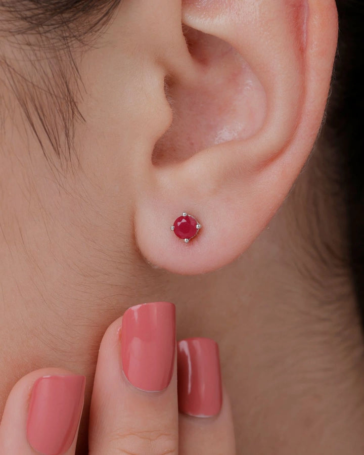 Ruby BirthMossanite Studs