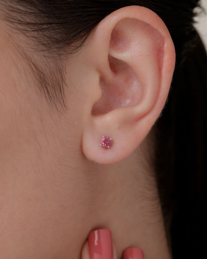 Pink Tourmaline Studs