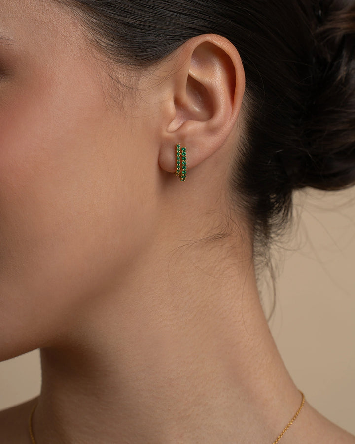 Double Row Green Earrings