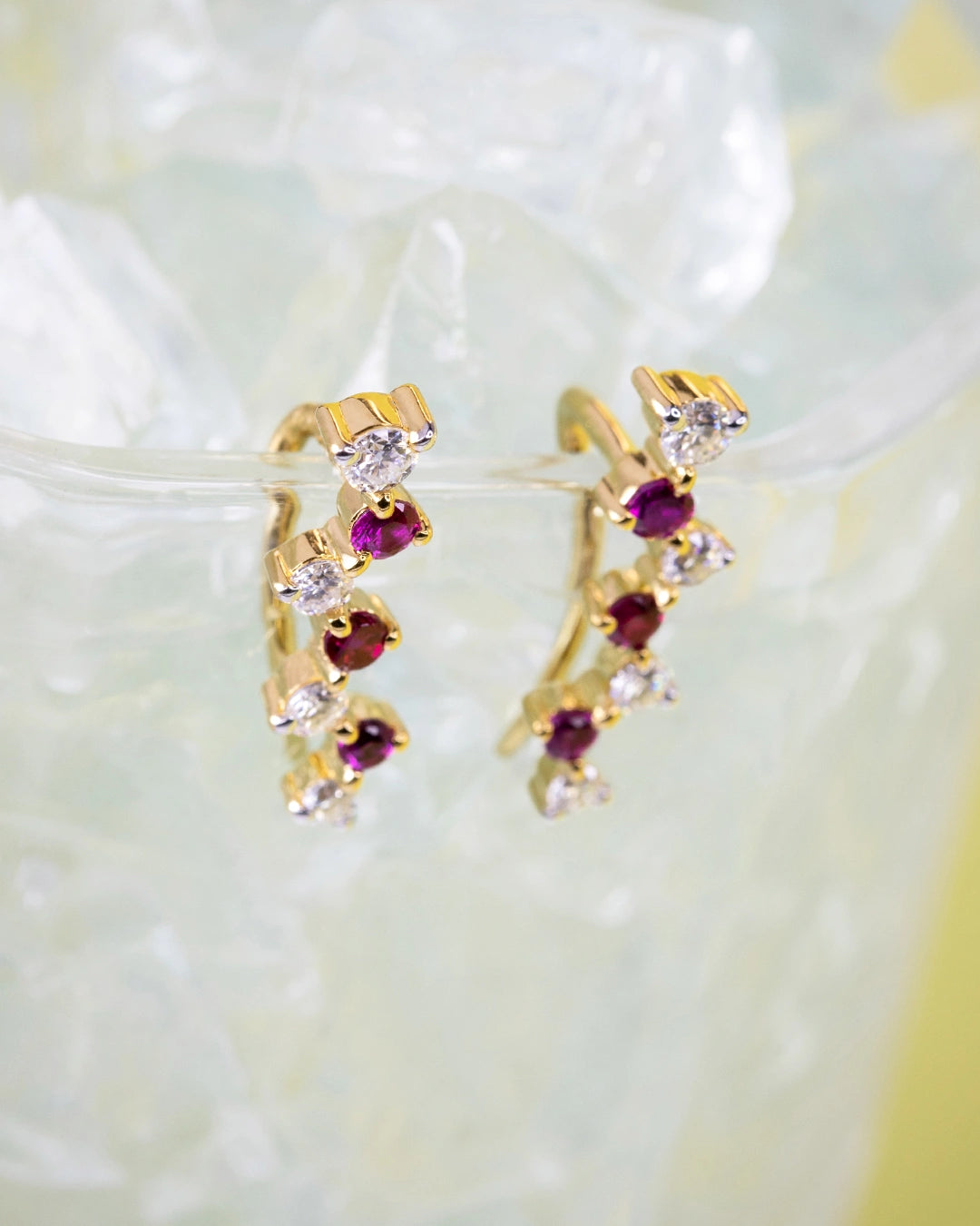 Red White Climber Earrings
