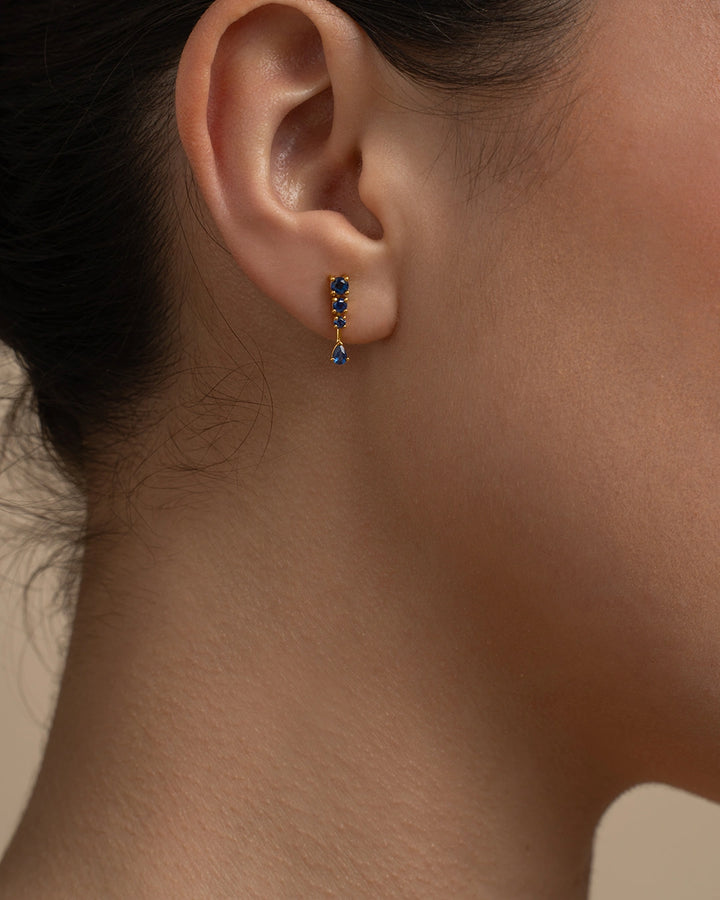 Blue Drop Line Earrings