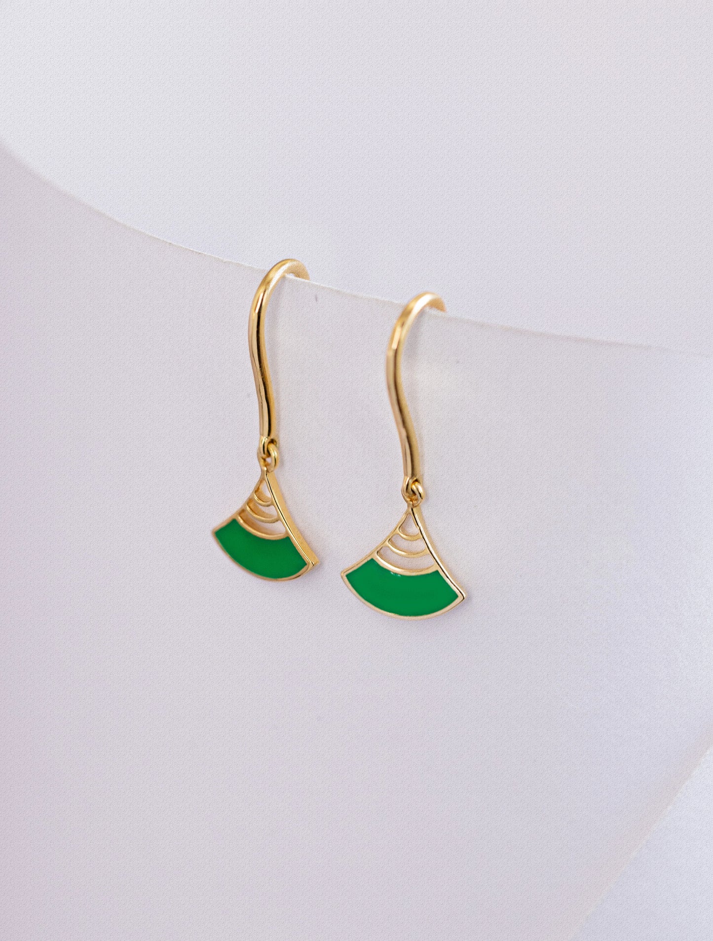 Emerald Fan Earrings