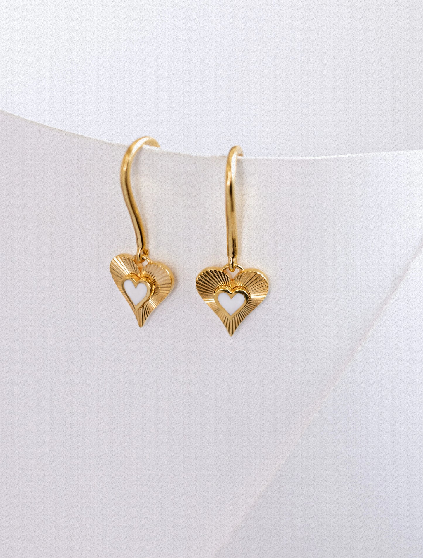 White Heart Earrings