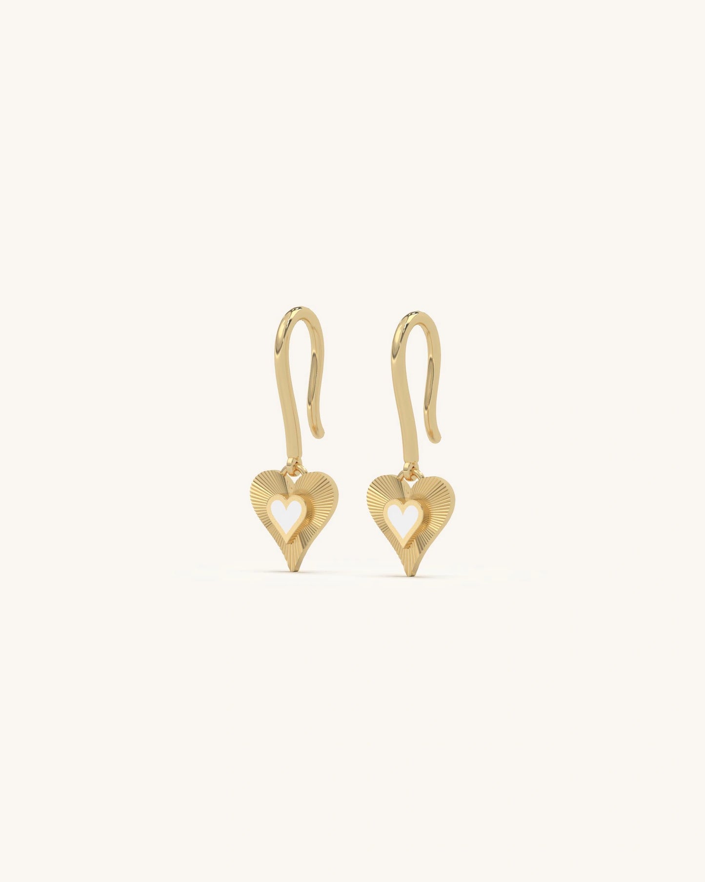 White Heart Earrings