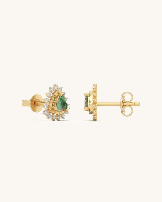 Emerald Starburst Crown Studs