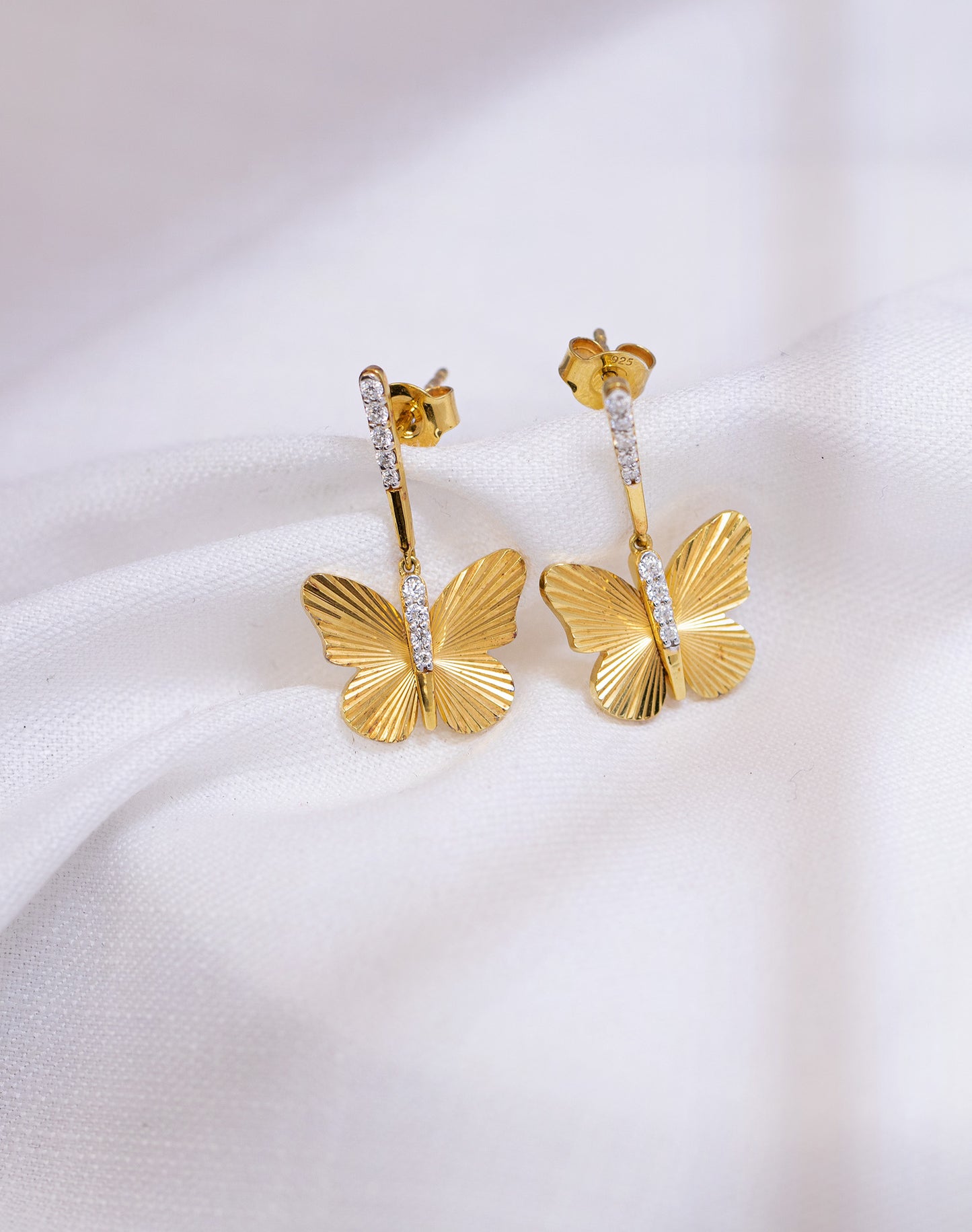 Textured Wing Earrings & Radiant Butterfly Necklace