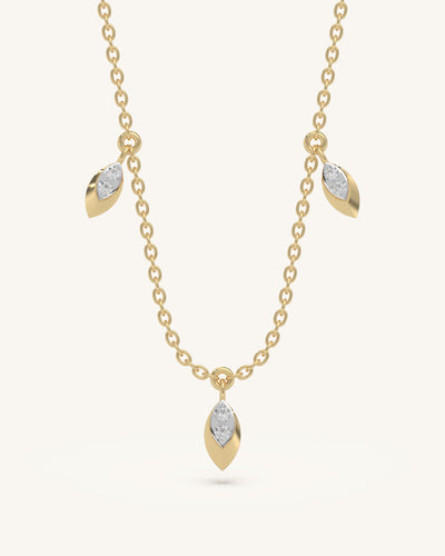 Leaf Drop Necklace & Simple Pearl Earrings