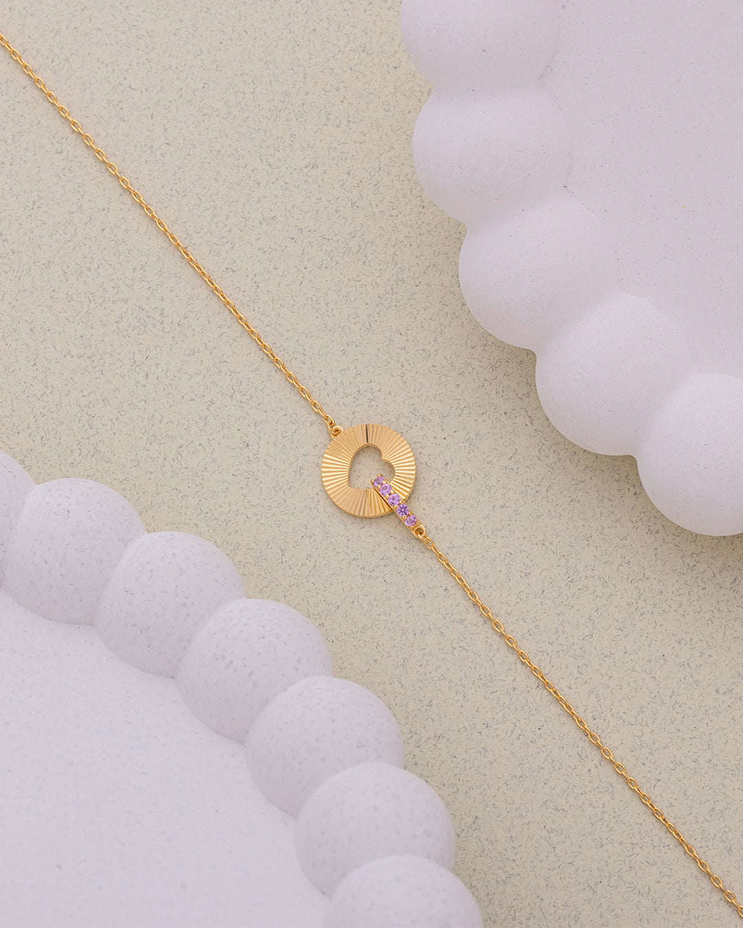 Long Lariat Bracelet & Heart Gem Pendant