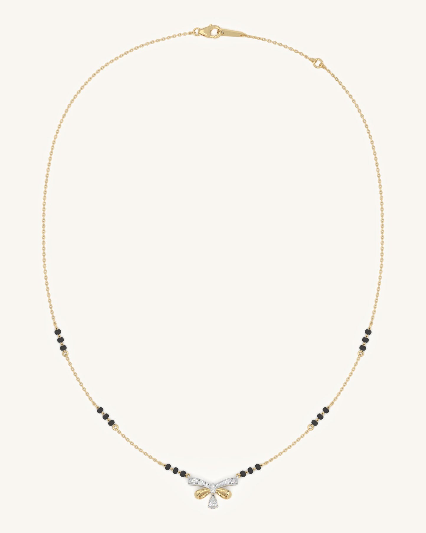 Mangalsutra Bow Necklace & Twist Huggie Earrings