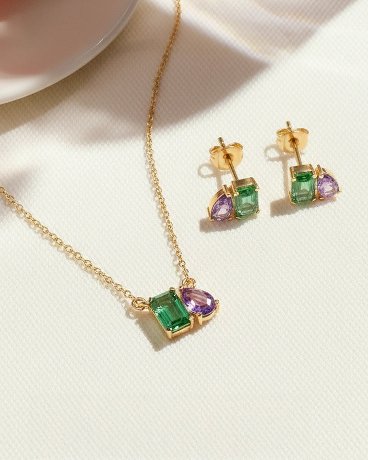 Twin Gem Necklace & Twin Gem Studs