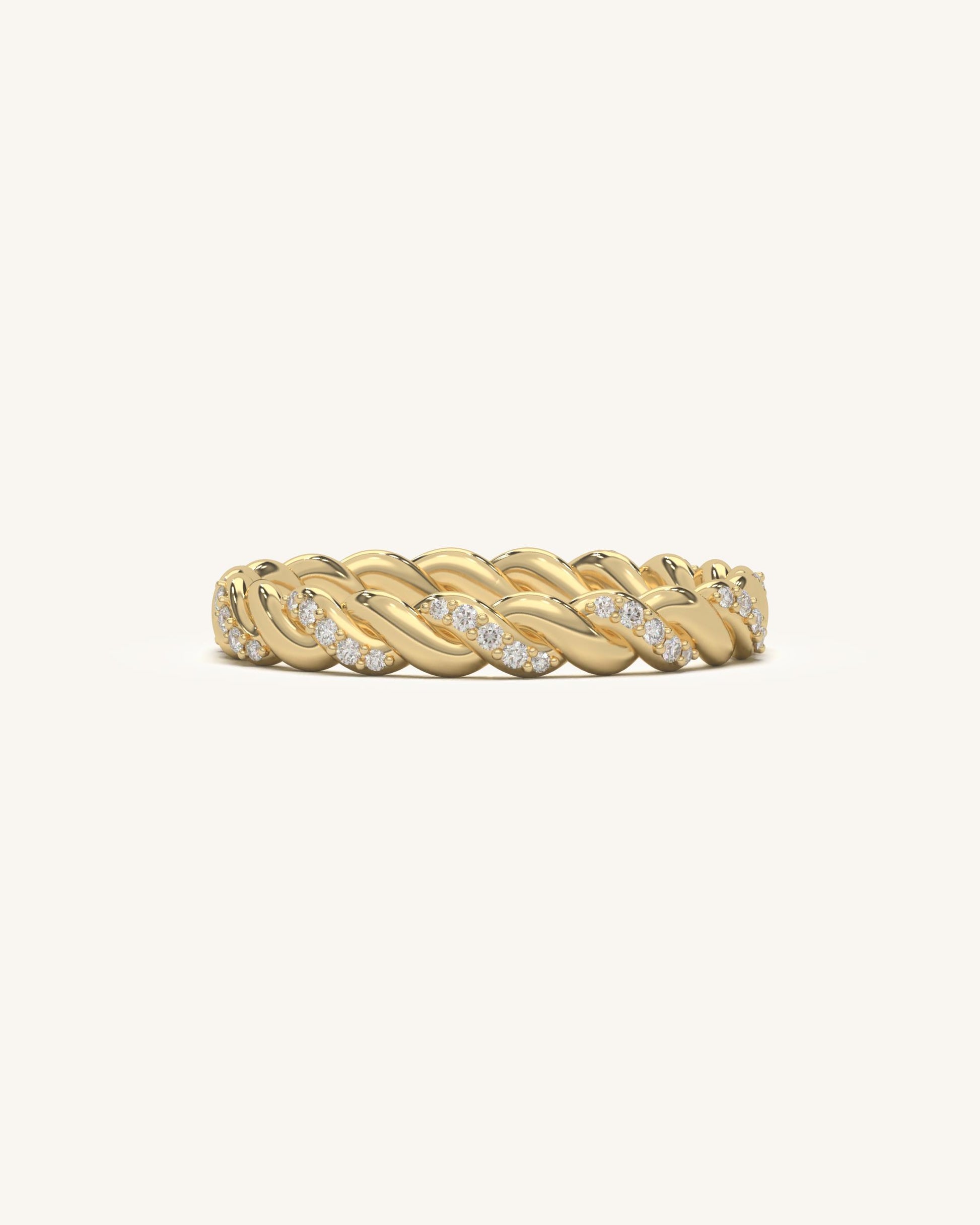 Rope Luxe Band in 18K Gold Vermeil & Sterling Silver with Moissanite Stones