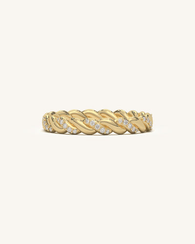 Rope Luxe Band in 18K Gold Vermeil & Sterling Silver with Moissanite Stones