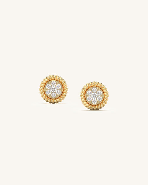 18K Gold Vermeil Entwined Diamond Stud Earrings with Moissanite